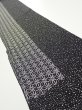 Photo1: 2N07z30  Japanese Kimono Silk  FABRIC  Black Off-white 38.6x7.3 (1)