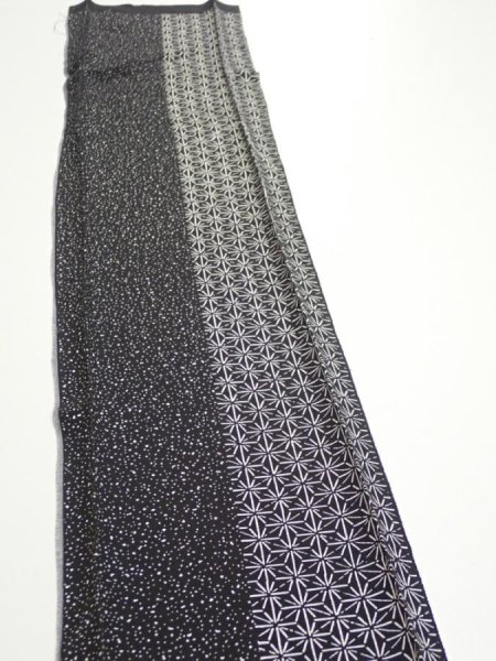 Photo4: 2N08z30  Japanese Kimono Silk  FABRIC  Black Off-white 39.0x7.3 (4)