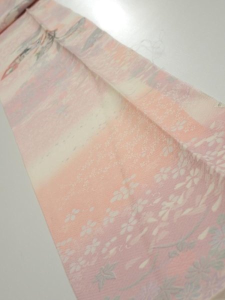Photo1: 2N09z60  Japanese Kimono Silk  FABRIC Sensu Pink 83.1x6.7 (1)