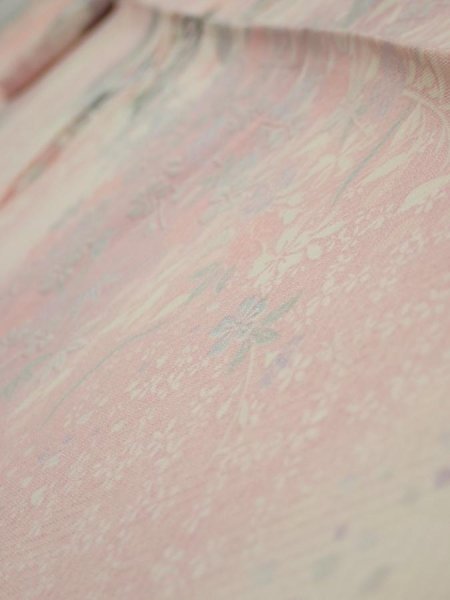 Photo5: 2N09z60  Japanese Kimono Silk  FABRIC Sensu Pink 83.1x6.7 (5)