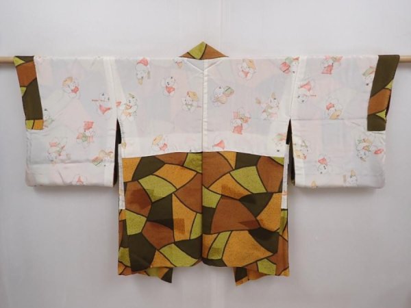 Photo6: 6210T01z540 Vintage Japanese Kimono Silk HAORI  Brown (6)