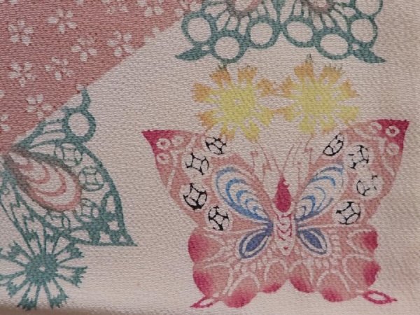 Photo4: 6210T02z610 Vintage Japanese Kimono Silk HAORI Butterfly Pink (4)