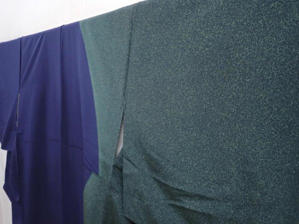 Photo2: 6210T03z1040 Vintage Japanese Kimono Silk TSUKESAGE  Navy (2)