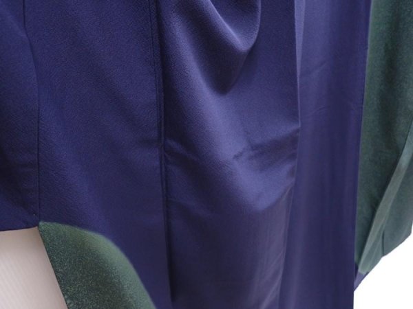 Photo3: 6210T03z1040 Vintage Japanese Kimono Silk TSUKESAGE  Navy (3)