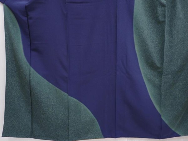 Photo5: 6210T03z1040 Vintage Japanese Kimono Silk TSUKESAGE  Navy (5)