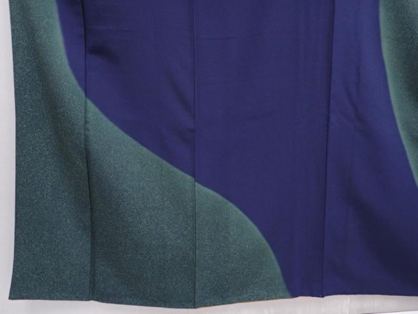 Photo6: 6210T03z1040 Vintage Japanese Kimono Silk TSUKESAGE  Navy (6)