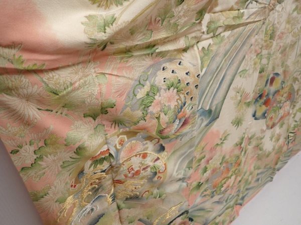Photo3: 6210T04z860 Vintage Japanese Kimono Silk HOUMONGI Chrysanthemum Off-white (3)