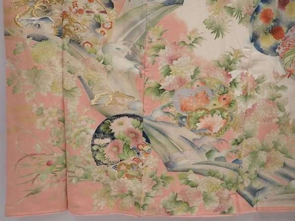 Photo6: 6210T04z860 Vintage Japanese Kimono Silk HOUMONGI Chrysanthemum Off-white (6)