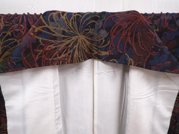 Photo7: 6210T05z920 Vintage Japanese Kimono Silk KOMON Chrysanthemum Black (7)