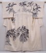 Photo1: 6210T07z920 Vintage Japanese Kimono Silk TSUKESAGE Pine Off-white (1)