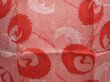 Photo3: 6210T08z540 Vintage Japanese Kimono Synthetic JUBAN Flying crane Dark red (3)