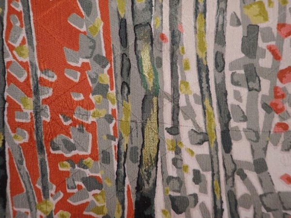 Photo6: 6210T10z650 Antique Japanese Kimono Silk KOMON Branch Off-white (6)