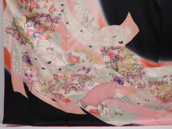 Photo5: 6210T11z1200  Japanese Kimono Silk FURISODE Tabane-noshi Pink (5)