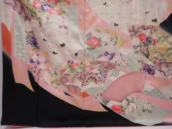 Photo6: 6210T11z1200  Japanese Kimono Silk FURISODE Tabane-noshi Pink (6)