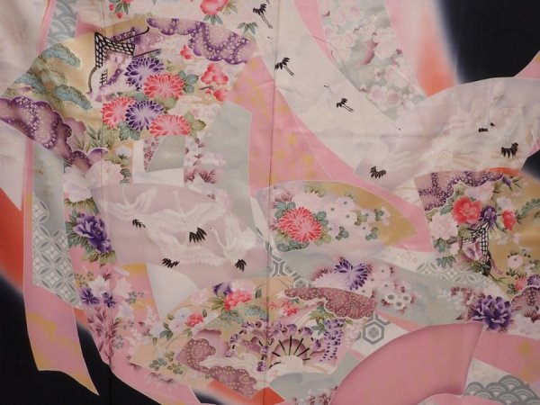 Photo8: 6210T11z1200  Japanese Kimono Silk FURISODE Tabane-noshi Pink (8)