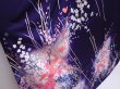 Photo3: 6210T12z1150  Japanese Kimono Silk FURISODE Flower Dark purple (3)