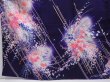 Photo5: 6210T12z1150  Japanese Kimono Silk FURISODE Flower Dark purple (5)