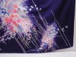 Photo7: 6210T12z1150  Japanese Kimono Silk FURISODE Flower Dark purple (7)
