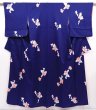 Photo1: 6210T13z870  Japanese Kimono Silk KOMON Flower Dark lavender blue (1)