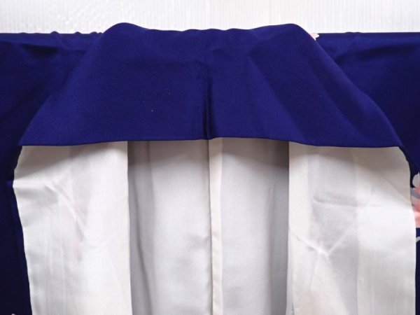 Photo7: 6210T13z870  Japanese Kimono Silk KOMON Flower Dark lavender blue (7)