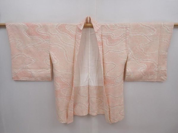 Photo5: 6216T01z460 Vintage Japanese Kimono Silk SHIBORI HAORI Stream Pink (5)