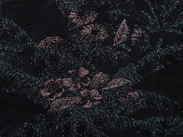 Photo4: 6216T03z620 Vintage Japanese Kimono Silk HAORI Flowers Black (4)