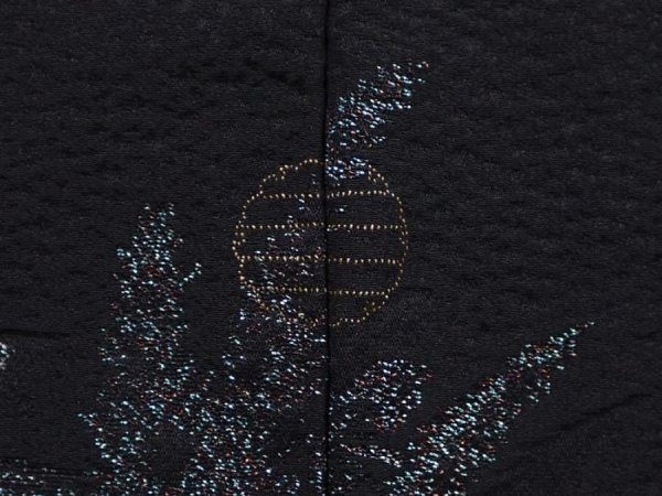 Photo5: 6216T03z620 Vintage Japanese Kimono Silk HAORI Flowers Black (5)