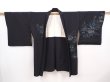 Photo6: 6216T03z620 Vintage Japanese Kimono Silk HAORI Flowers Black (6)
