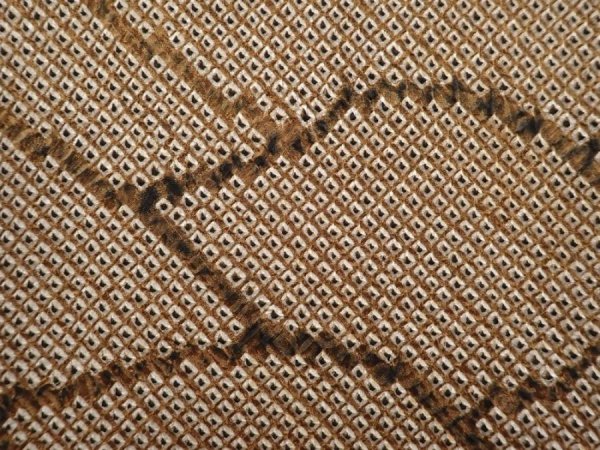 Photo4: 6216T04z430 Vintage Japanese Kimono Silk SHIBORI HAORI  Olive-Brown (4)