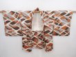 Photo5: 6216T05z530 Vintage Japanese Kimono Silk HAORI  Brown (5)