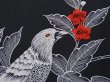 Photo4: 6216T06z600 Vintage Japanese Kimono Silk HAORI Bird Black (4)