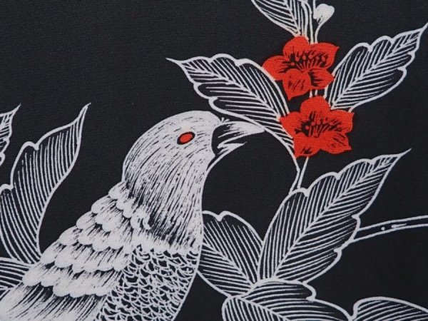 Photo4: 6216T06z600 Vintage Japanese Kimono Silk HAORI Bird Black (4)