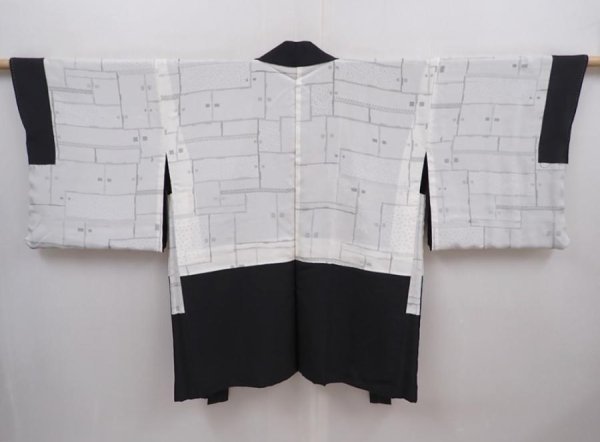 Photo6: 6216T06z600 Vintage Japanese Kimono Silk HAORI Bird Black (6)