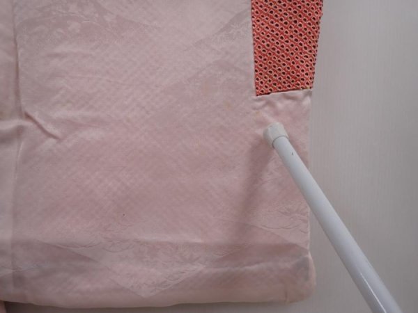 Photo8: 6216T07z460 Vintage Japanese Kimono Silk SHIBORI HAORI  Coral pink (8)