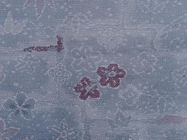 Photo4: 6216T08z590 Vintage Japanese Kimono Silk HAORI Flowers Steel blue (4)