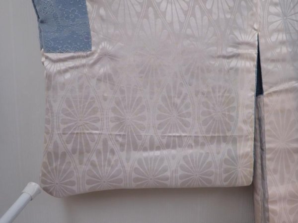 Photo8: 6216T08z590 Vintage Japanese Kimono Silk HAORI Flowers Steel blue (8)
