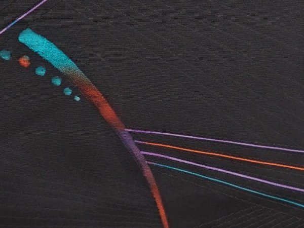 Photo4: 6216T09z620 Vintage Japanese Kimono Silk HAORI  Black (4)