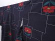 Photo2: 6216T11z820 Vintage Japanese Kimono Silk TSUMUGI Camellia Black (2)