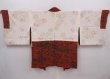 Photo6: 6216T12z640 Vintage Japanese Kimono Silk HAORI Flowers Orange-Red (6)
