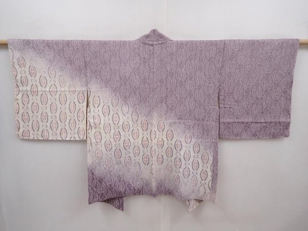 Photo1: 6218T01z460 Vintage Japanese Kimono Silk SHIBORI HAORI  Light purple (1)
