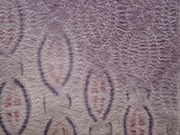 Photo4: 6218T01z460 Vintage Japanese Kimono Silk SHIBORI HAORI  Light purple (4)