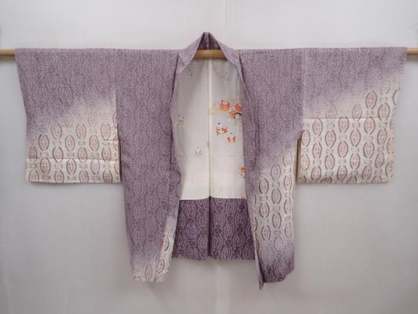 Photo5: 6218T01z460 Vintage Japanese Kimono Silk SHIBORI HAORI  Light purple (5)