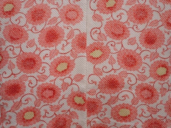 Photo3: 6218T02z610 Vintage Japanese Kimono Silk SHIBORI HAORI Flower Off-white (3)