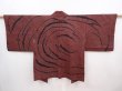 Photo1: 6218T03z520 Vintage Japanese Kimono Silk SHIBORI HAORI  Black Red-Brown (1)