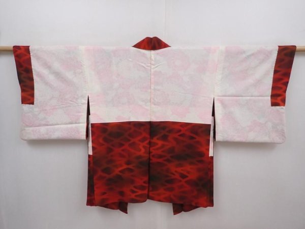 Photo6: 6218T04z540 Vintage Japanese Kimono Silk HAORI  Dark red (6)
