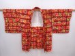 Photo5: 6218T05z610 Vintage Japanese Kimono Silk HAORI  Dull red (5)