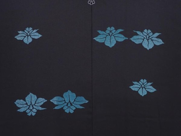 Photo3: 6218T06z560 Vintage Japanese Kimono Silk HAORI Flower Black (3)