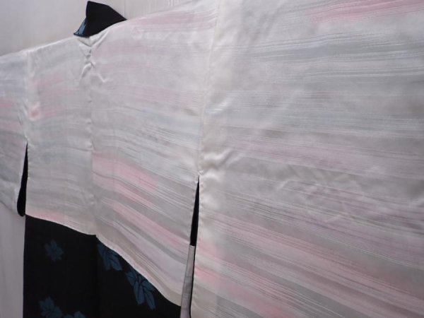 Photo8: 6218T06z560 Vintage Japanese Kimono Silk HAORI Flower Black (8)