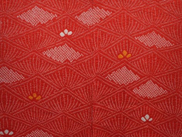 Photo3: 6218T07z490 Vintage Japanese Kimono Silk SHIBORI HAORI  Red (3)