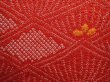 Photo4: 6218T07z490 Vintage Japanese Kimono Silk SHIBORI HAORI  Red (4)